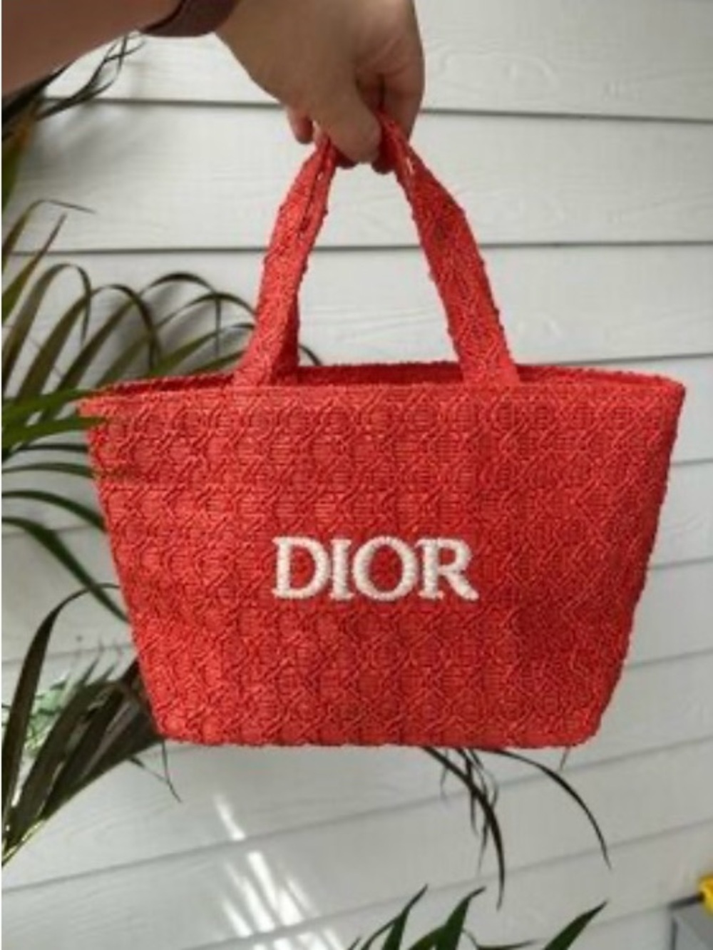 Dior orange  Embroidered Tote Bag